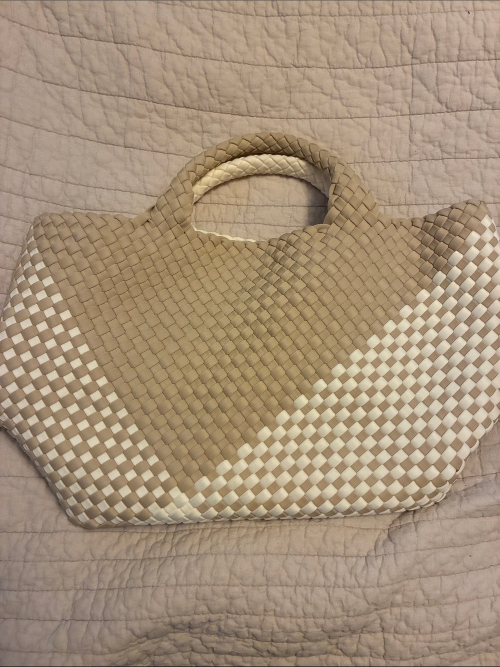 NAGHEDI St. Barths Medium Tote - Athena Tan / Cream Color Block